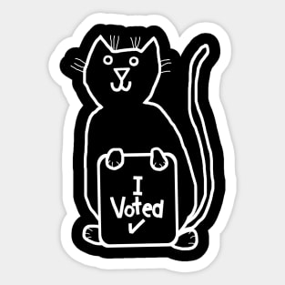 Cute Cat says she Voted White Line Drawing Sticker